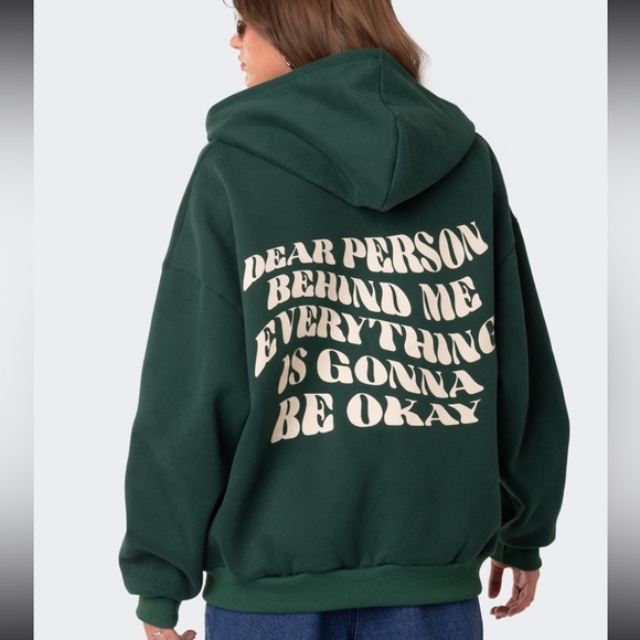 Edikted Tops - Everything’s Ok Zip Up Oversized Hoodie